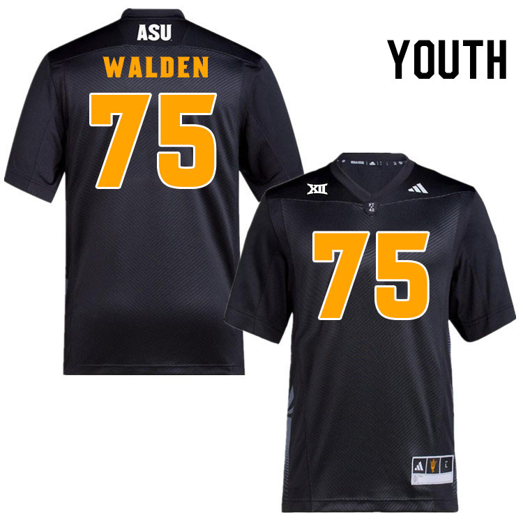 Youth #75 Bram Walden Arizona State Sun Devils College Football Jerseys Stitched-Black